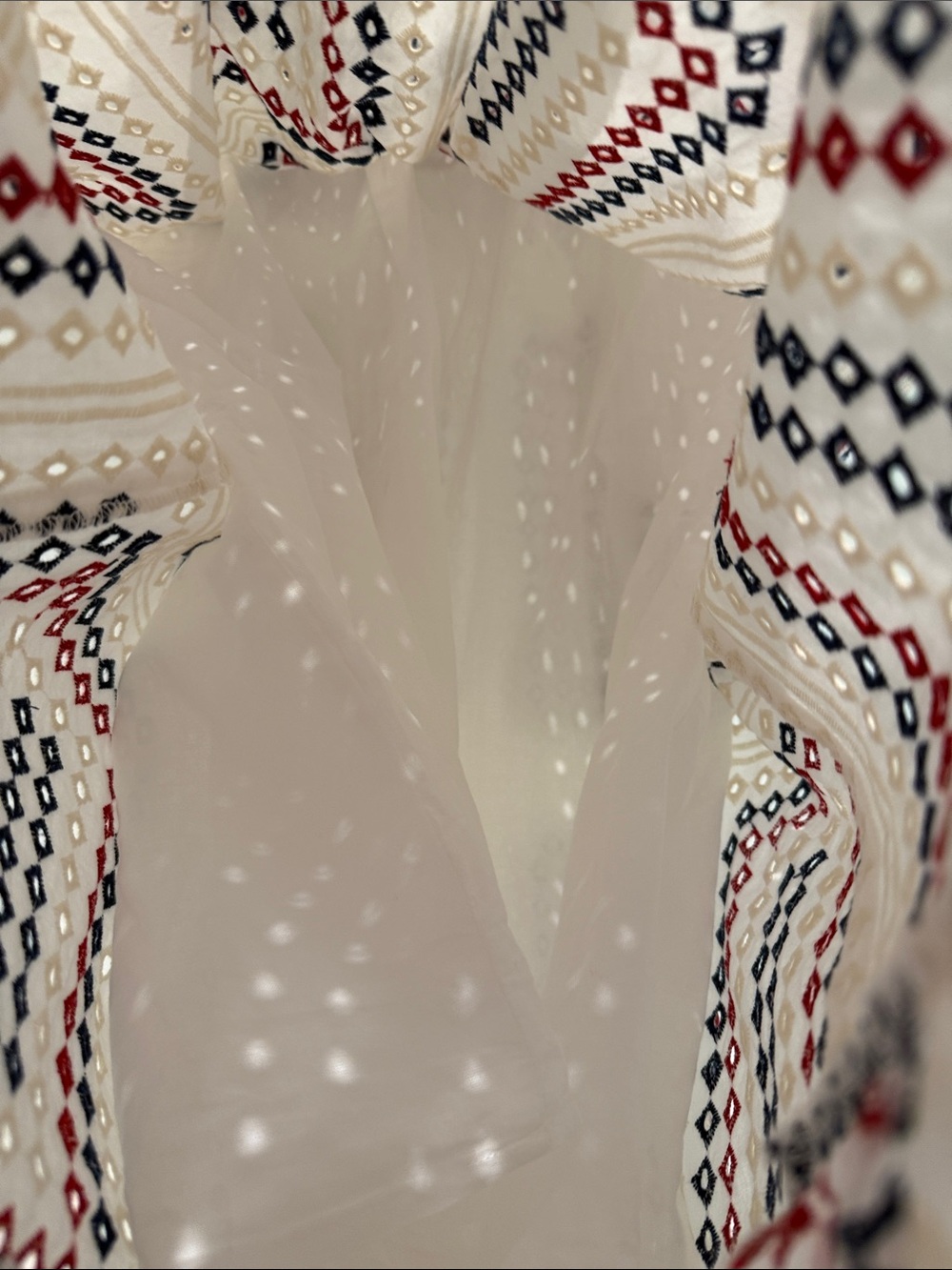 Hill House Anjuli Nap Dress with Eyelet detail of Red & Navy Embroidery - Picture 6 of 7